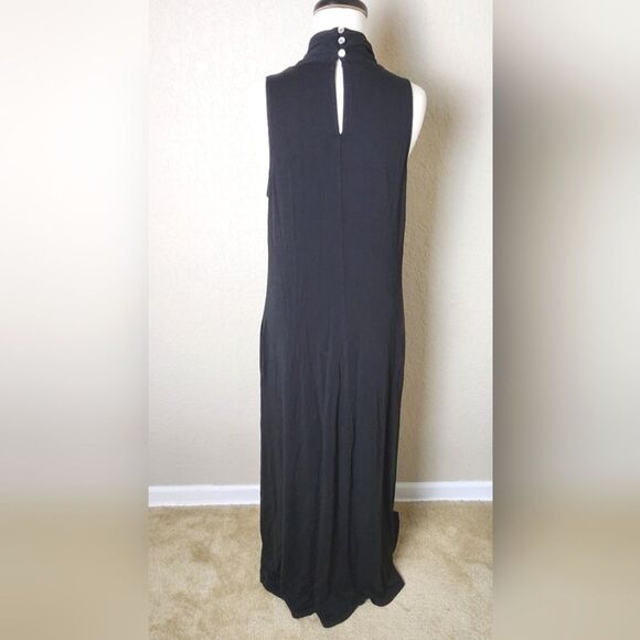 Garnet Hill High Neck Maxi Sleeveless Dress Womens Black Size M - Picture 2 of 6